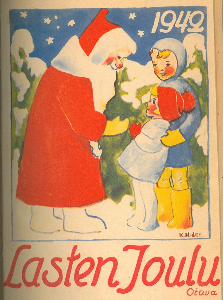 Kansikuva 1942. Joulupukki ja kaksi lasta.