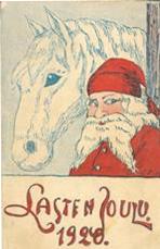 Joulupukki ja hevonen.