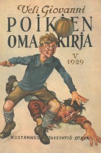 Kansikuva 1929. Kaksi poikaa pelaa palloa.