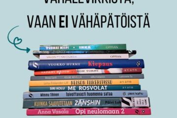 kuvassa kirjoja ja teksti: vähälevikkistä vaan ei vähäpätöistä.